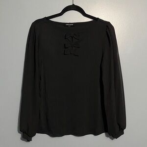 Black long sleeve blouse with bows